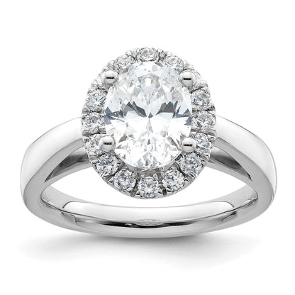 14k White Gold Oval Halo Simulated Diamond Engagement Ring
