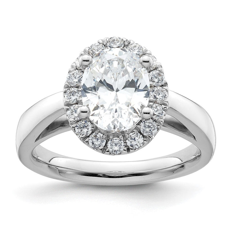 14k White Gold Oval Halo Simulated Diamond Engagement Ring