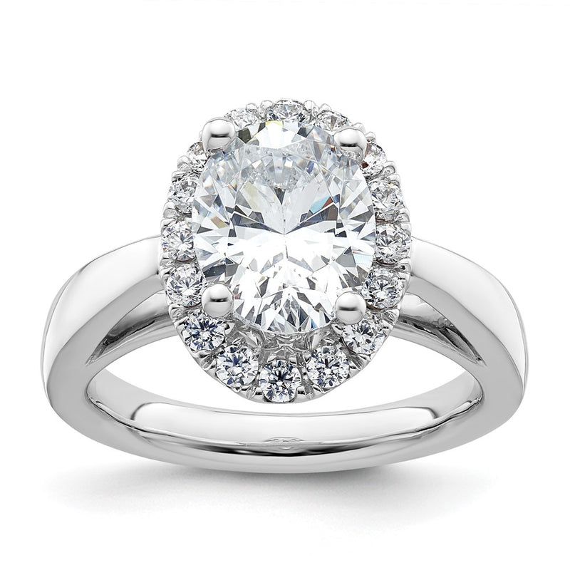14k White Gold Oval Halo Simulated Diamond Engagement Ring