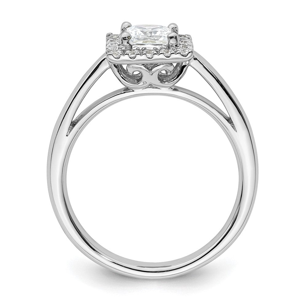 14k White Gold Princess Halo Simulated Diamond Engagement Ring