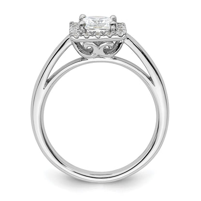 14k White Gold Princess Halo Simulated Diamond Engagement Ring