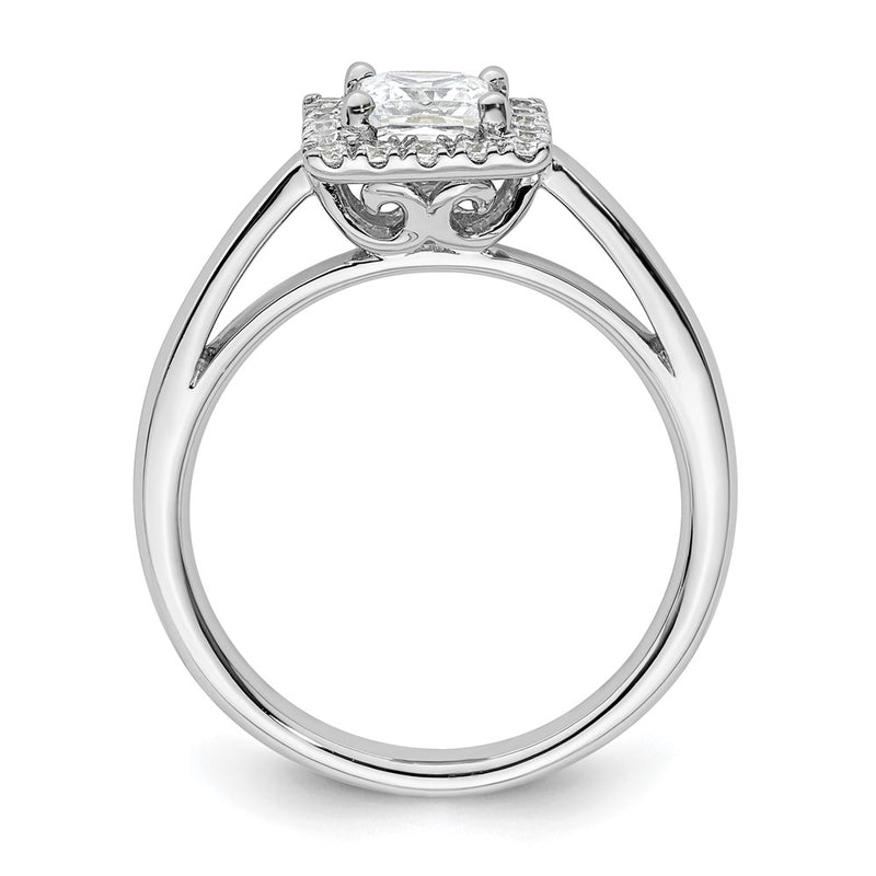14k White Gold Princess Halo Simulated Diamond Engagement Ring