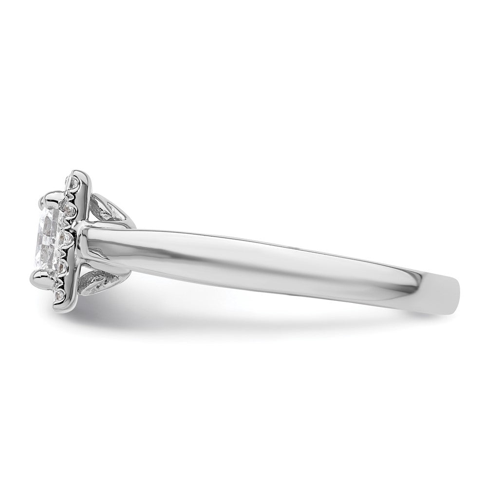 14k White Gold Princess Halo Simulated Diamond Engagement Ring