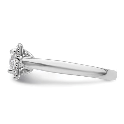14k White Gold Princess Halo Simulated Diamond Engagement Ring