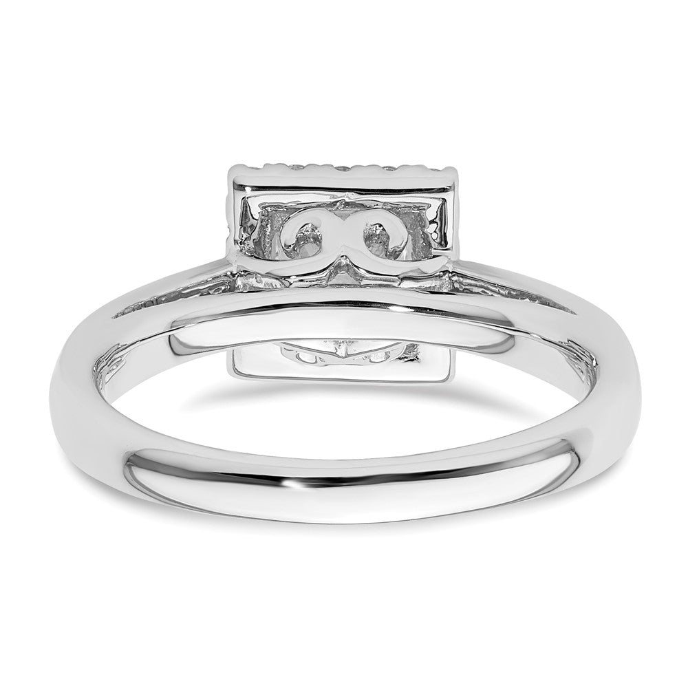 14k White Gold Princess Halo Simulated Diamond Engagement Ring