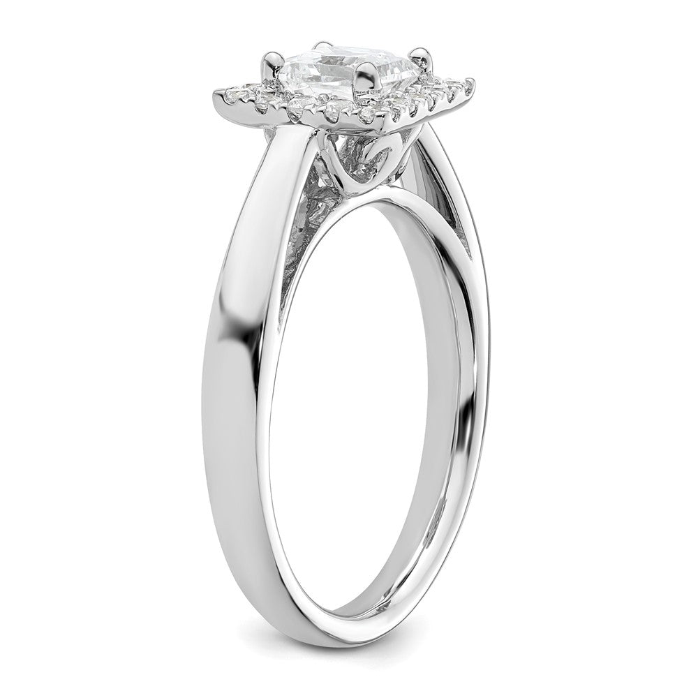 14k White Gold Princess Halo Simulated Diamond Engagement Ring