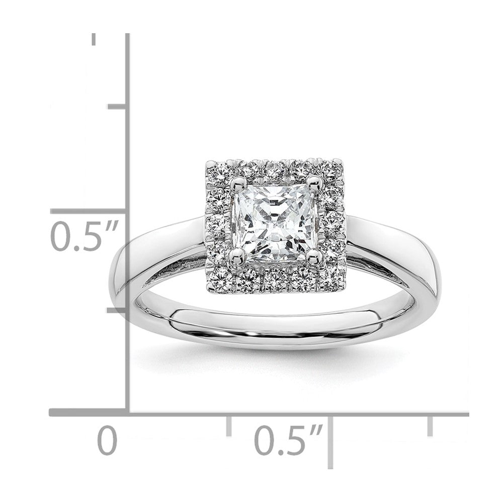 14k White Gold Princess Halo Simulated Diamond Engagement Ring