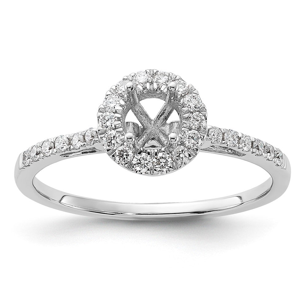 14k White Gold Round Halo Simulated Diamond Engagement Ring