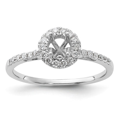 14k White Gold Round Halo Simulated Diamond Engagement Ring