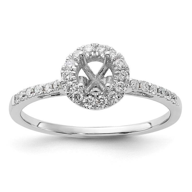 14k White Gold Round Halo Simulated Diamond Engagement Ring