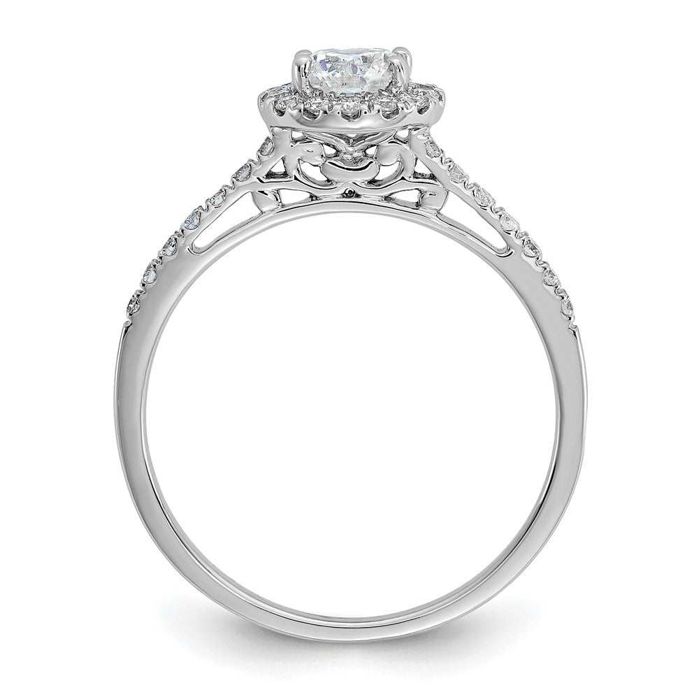 14k White Gold 3/4 Ct. Lab Grown Diamond VS/SI+ G+ Complete Size 5 Halo Engagement Ring