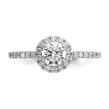 14K White Gold Halo (Holds 1/2 Carat (5.2mm) Round Center) 1/4 Diamond Semi Mount Engagement Ring