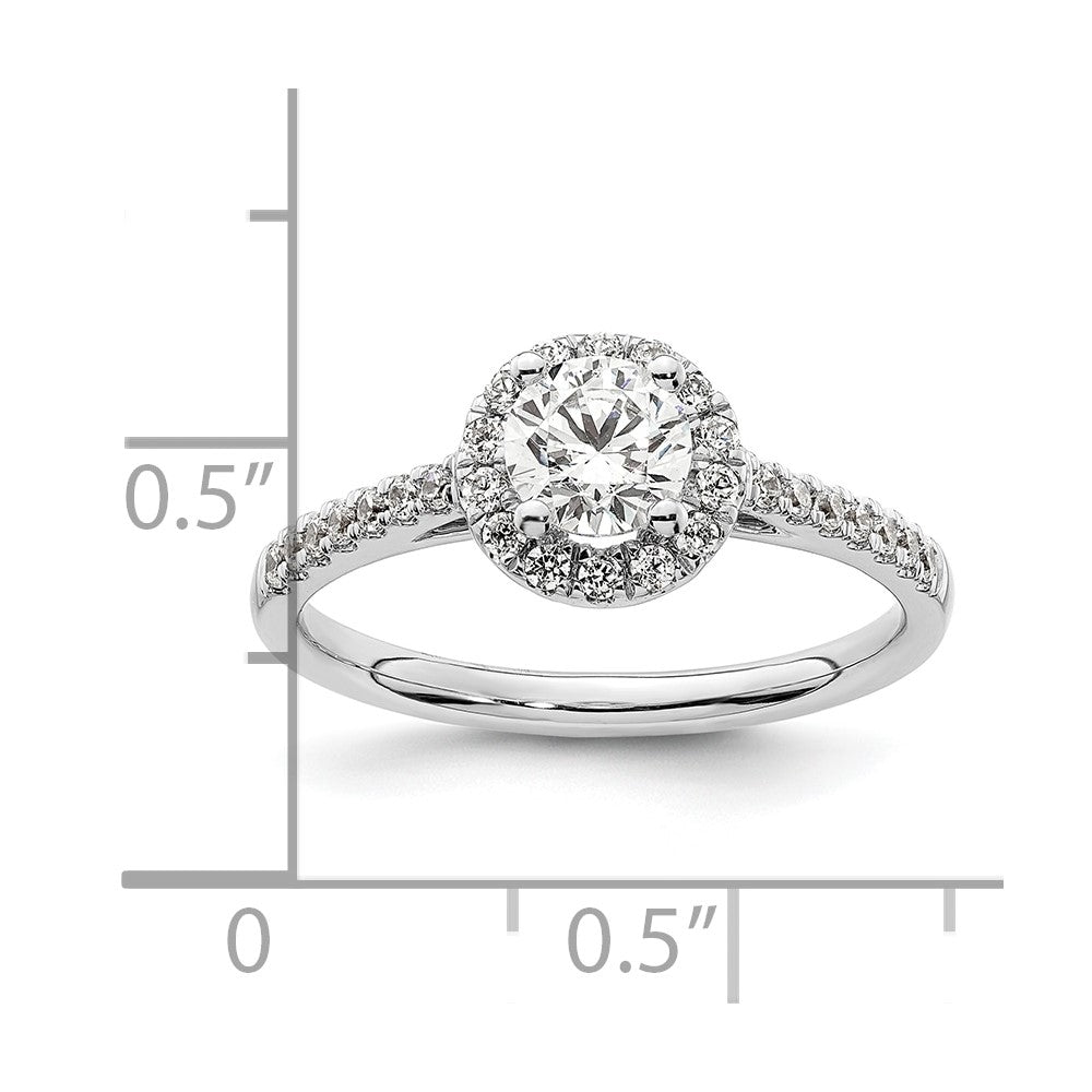14k White Gold 3/4 Ct. Lab Grown Diamond VS/SI+ G+ Complete Size 5 Halo Engagement Ring