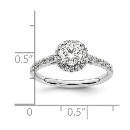 14k White Gold 3/4 Ct. Lab Grown Diamond VS/SI+ G+ Complete Size 5 Halo Engagement Ring