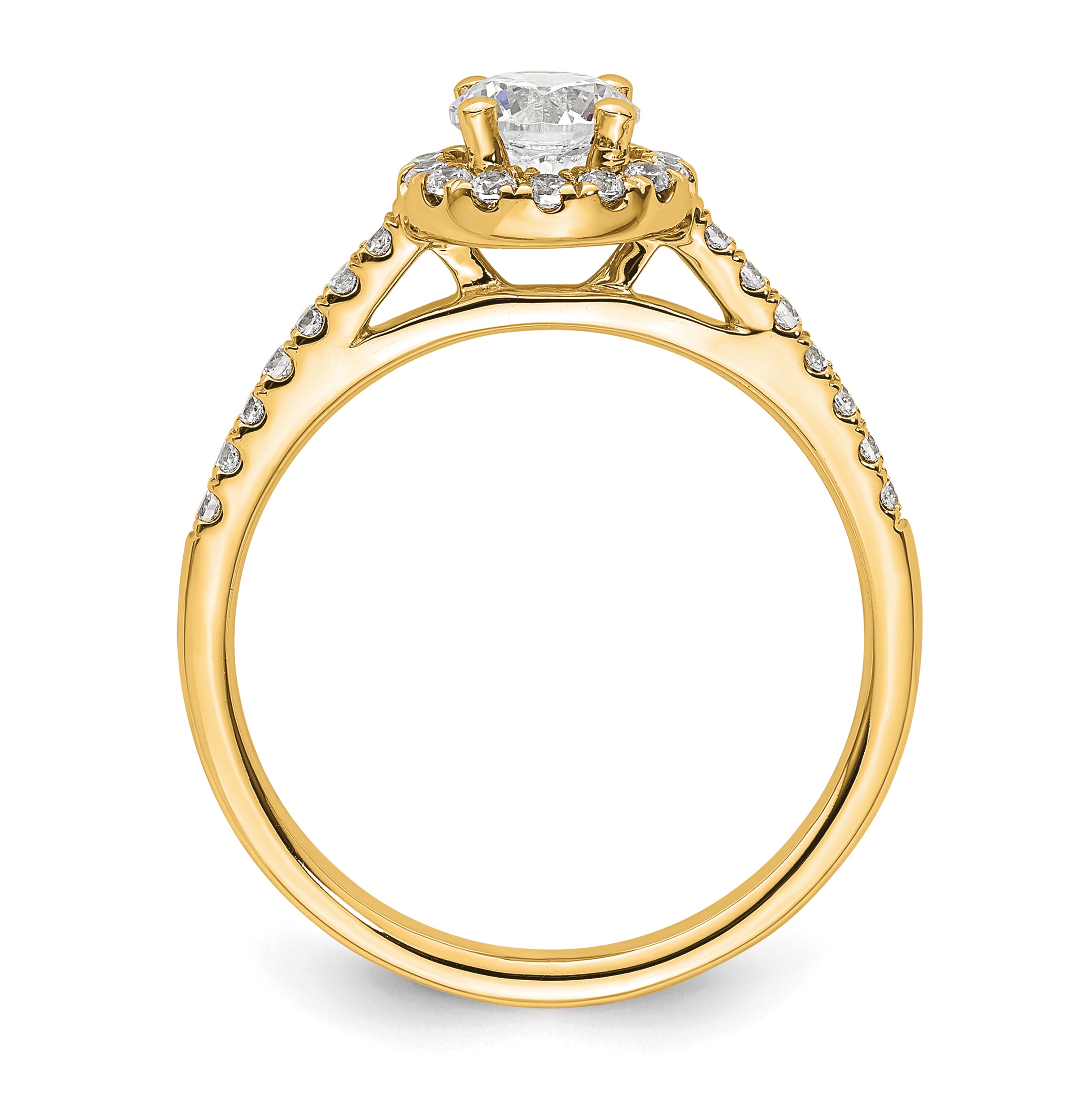 14k Yellow Gold 3/4 Ct. Lab Grown Diamond VS/SI+ G+ Halo Engagement Ring