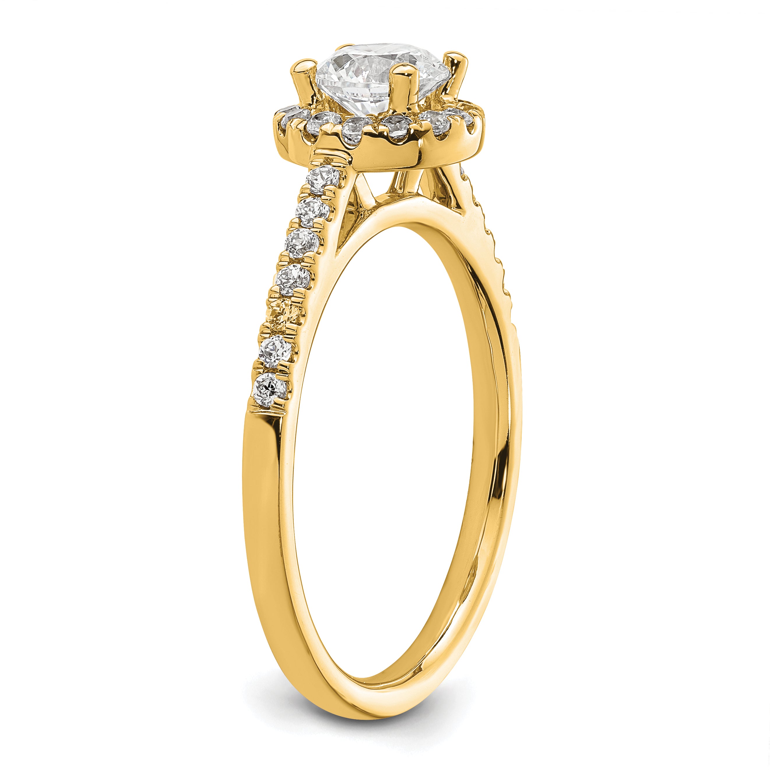 14k Yellow Gold 3/4 Ct. Lab Grown Diamond VS/SI+ G+ Halo Engagement Ring