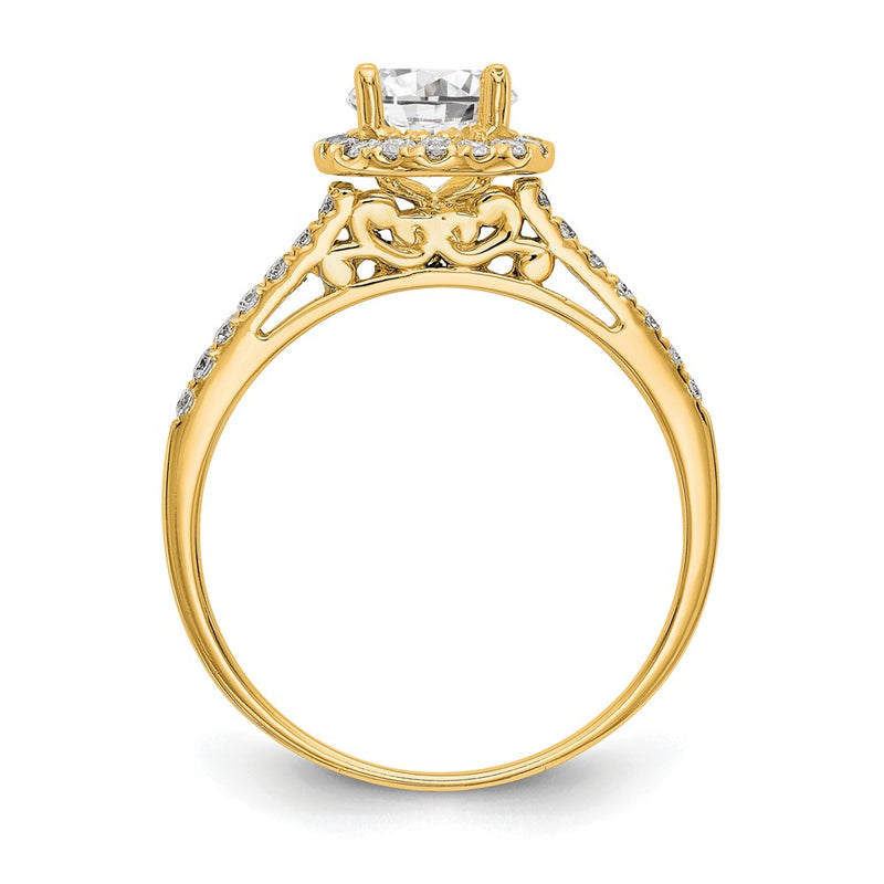 14k Yellow Gold 1/4 Ct. Lab Grown Diamond VS/SI+ G+ 1 Ct. Center Halo Engagement Ring