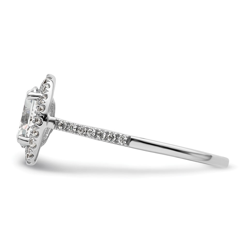 14K White Gold Halo (Holds 2 carat (8.5x6.5mm) Oval Center) 1/3 carat Diamond Semi-mount Engagement Ring