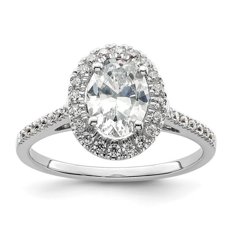 14K White Gold Halo (Holds 2 carat (8.5x6.5mm) Oval Center) 1/3 carat Diamond Semi-mount Engagement Ring