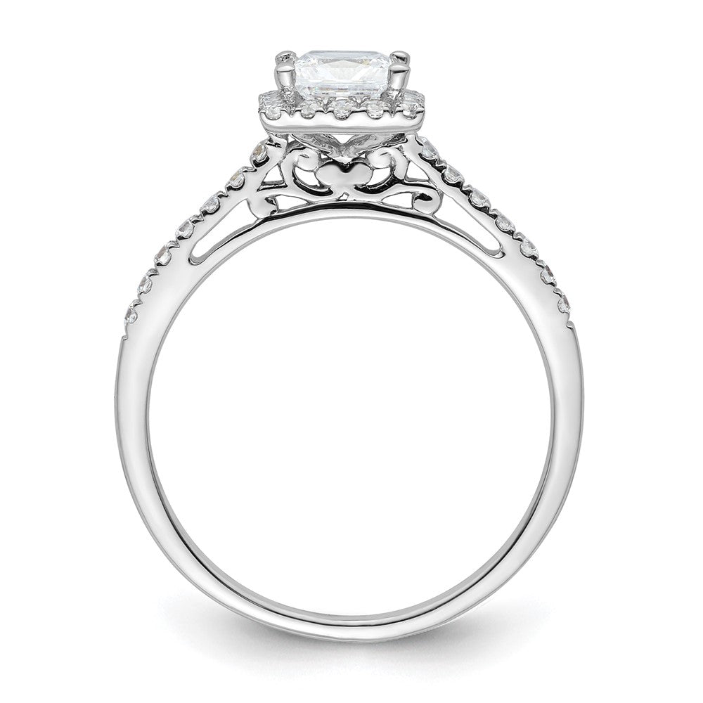 14k White Gold Princess Halo Simulated Diamond Engagement Ring