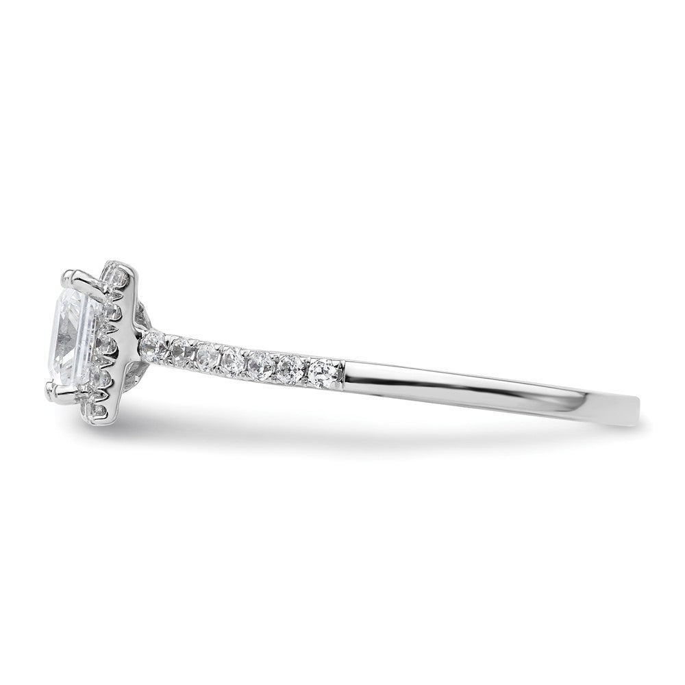 14k White Gold Princess Halo Simulated Diamond Engagement Ring