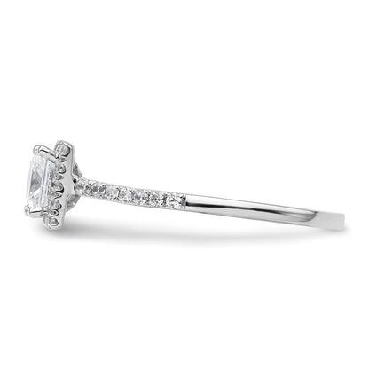 14k White Gold Princess Halo Simulated Diamond Engagement Ring