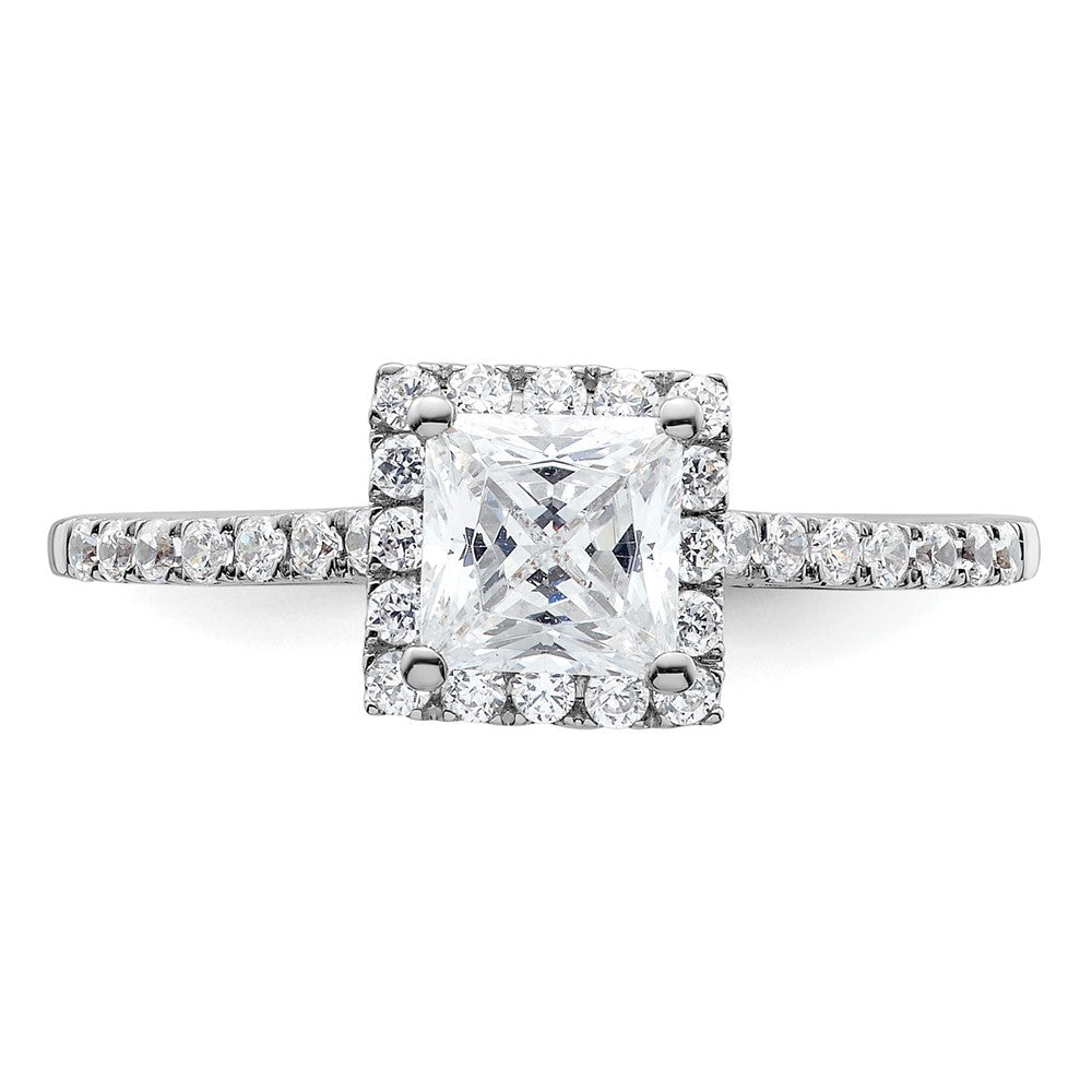 14k White Gold Princess Halo Simulated Diamond Engagement Ring