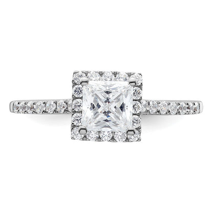 14k White Gold Princess Halo Simulated Diamond Engagement Ring