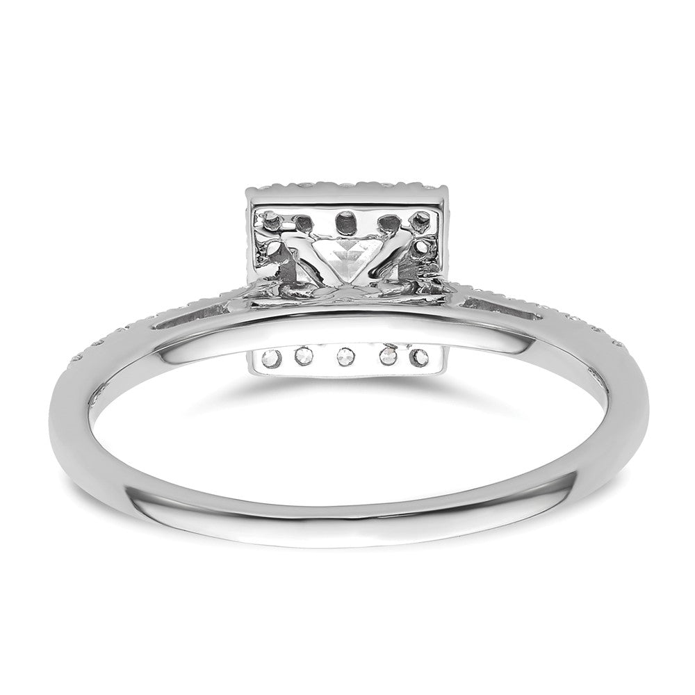 14k White Gold Princess Halo Simulated Diamond Engagement Ring