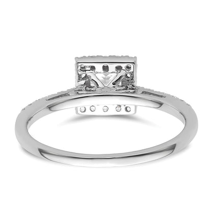 14k White Gold Princess Halo Simulated Diamond Engagement Ring