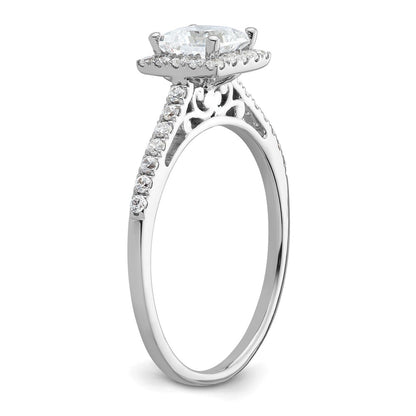 14k White Gold Princess Halo Simulated Diamond Engagement Ring