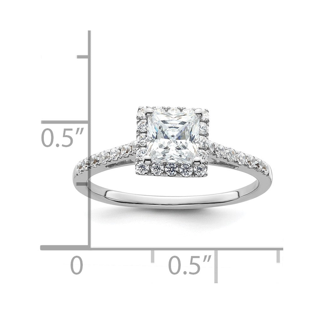 14k White Gold Princess Halo Simulated Diamond Engagement Ring