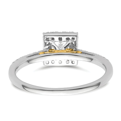 14k Yellow Gold 5x5mm Princess Halo Simulated Diamond Engagement Ring