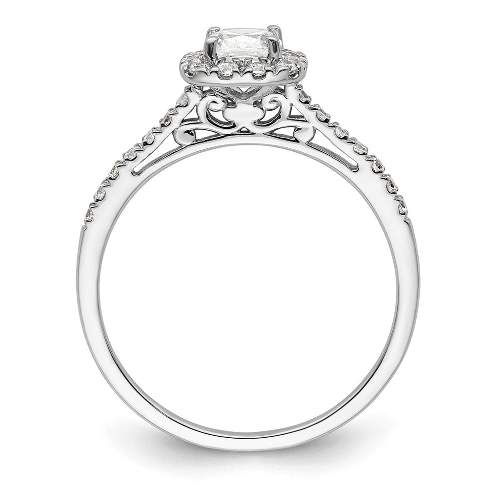 14k White Gold Cushion Halo Simulated Diamond Engagement Ring
