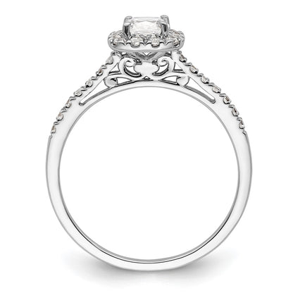 14k White Gold Cushion Halo Simulated Diamond Engagement Ring