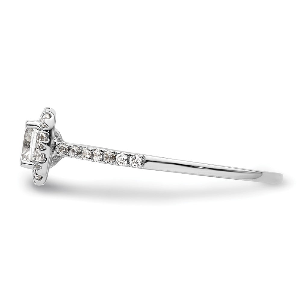14k White Gold Cushion Halo Simulated Diamond Engagement Ring