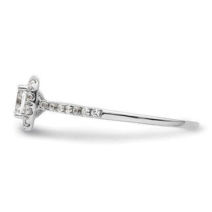 14k White Gold Cushion Halo Simulated Diamond Engagement Ring