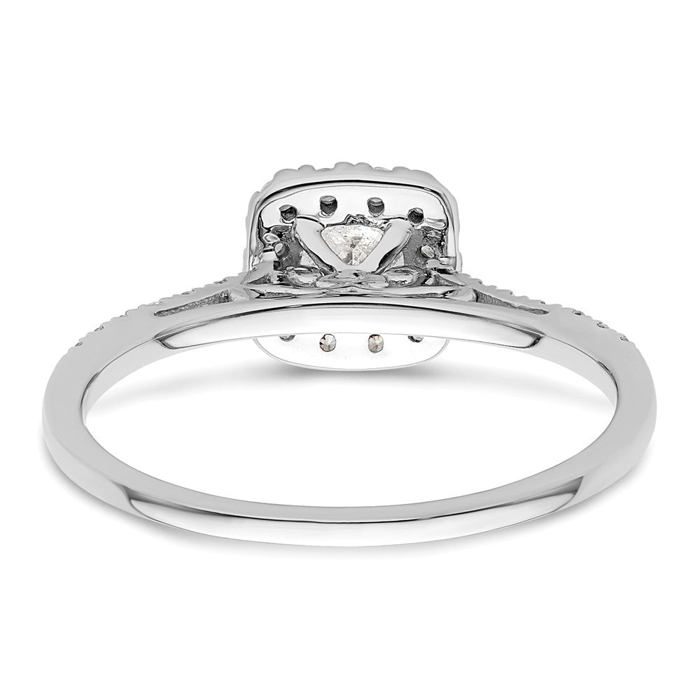 14k White Gold Cushion Halo Simulated Diamond Engagement Ring