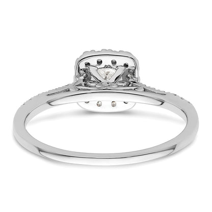 14k White Gold Cushion Halo Simulated Diamond Engagement Ring