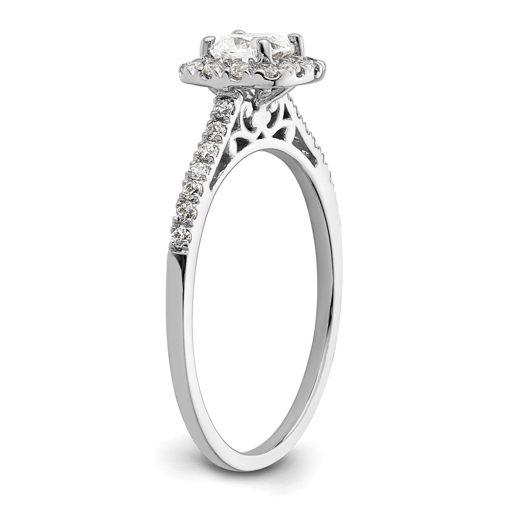 14k White Gold Cushion Halo Simulated Diamond Engagement Ring