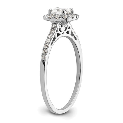 14k White Gold Cushion Halo Simulated Diamond Engagement Ring
