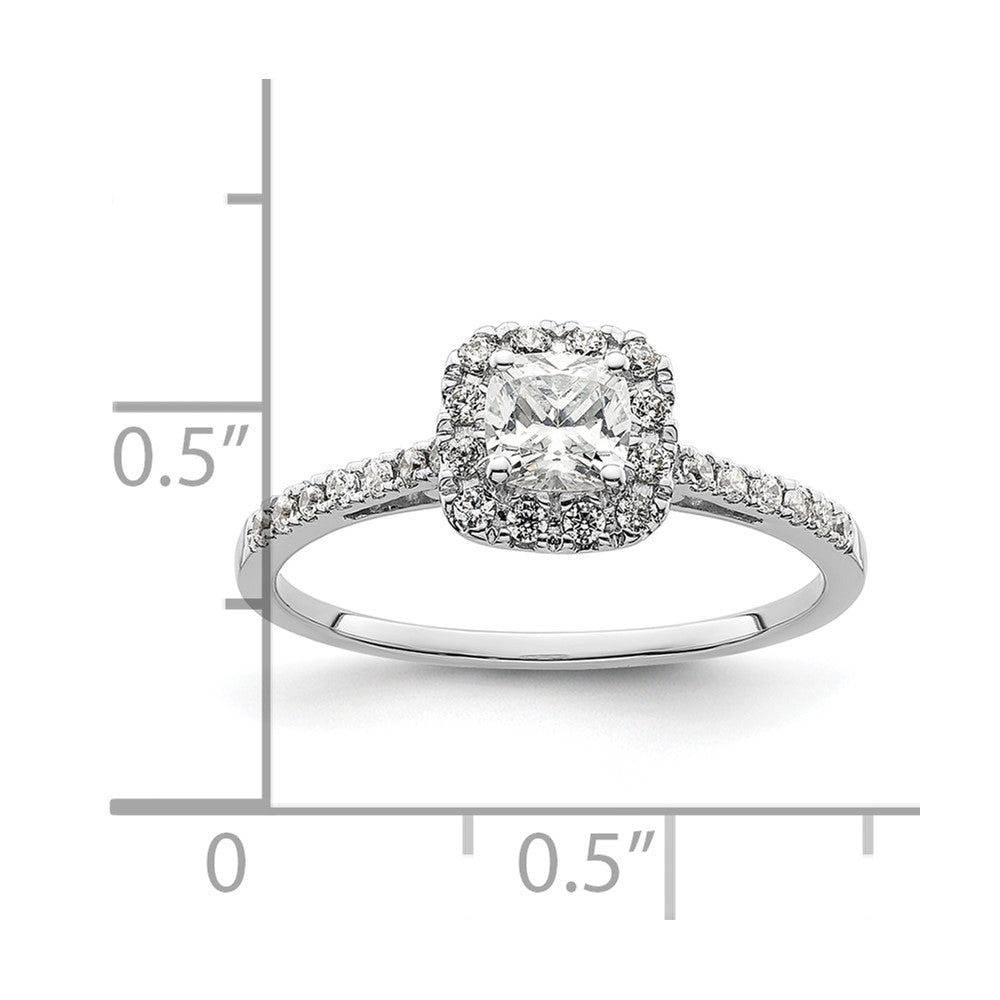 14k White Gold Cushion Halo Simulated Diamond Engagement Ring