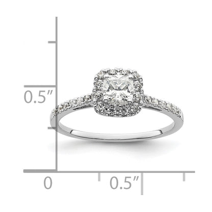 14k White Gold Cushion Halo Simulated Diamond Engagement Ring
