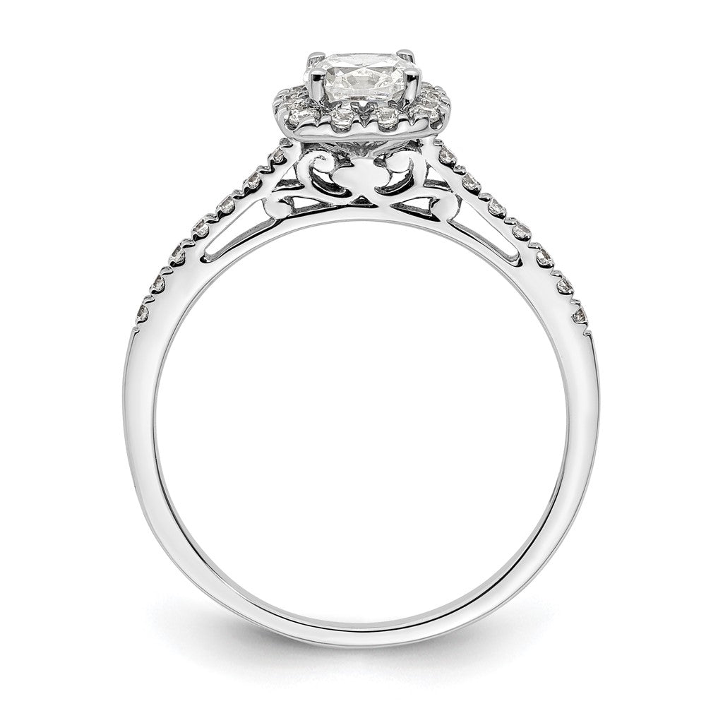 14k White Gold Cushion Halo Simulated Diamond Engagement Ring