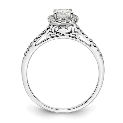 14k White Gold Cushion Halo Simulated Diamond Engagement Ring