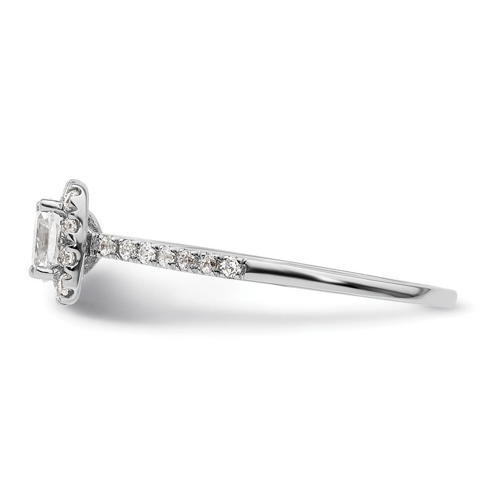 14k White Gold Cushion Halo Simulated Diamond Engagement Ring