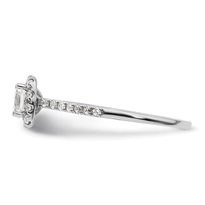 14k White Gold Cushion Halo Simulated Diamond Engagement Ring