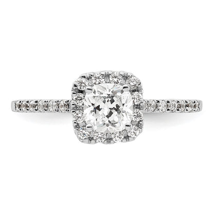 14k White Gold Cushion Halo Simulated Diamond Engagement Ring