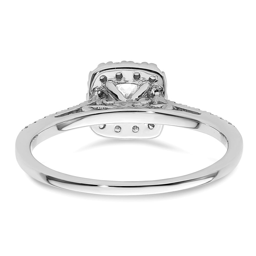 14k White Gold Cushion Halo Simulated Diamond Engagement Ring
