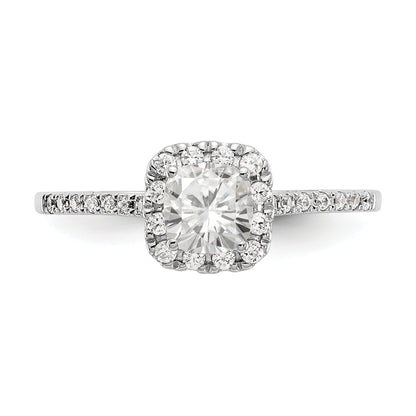 14K Two Tone Halo (Holds 1 Carat (5.3mm) Cushion Center) 1/4 Diamond Semi Mount Engagement Ring